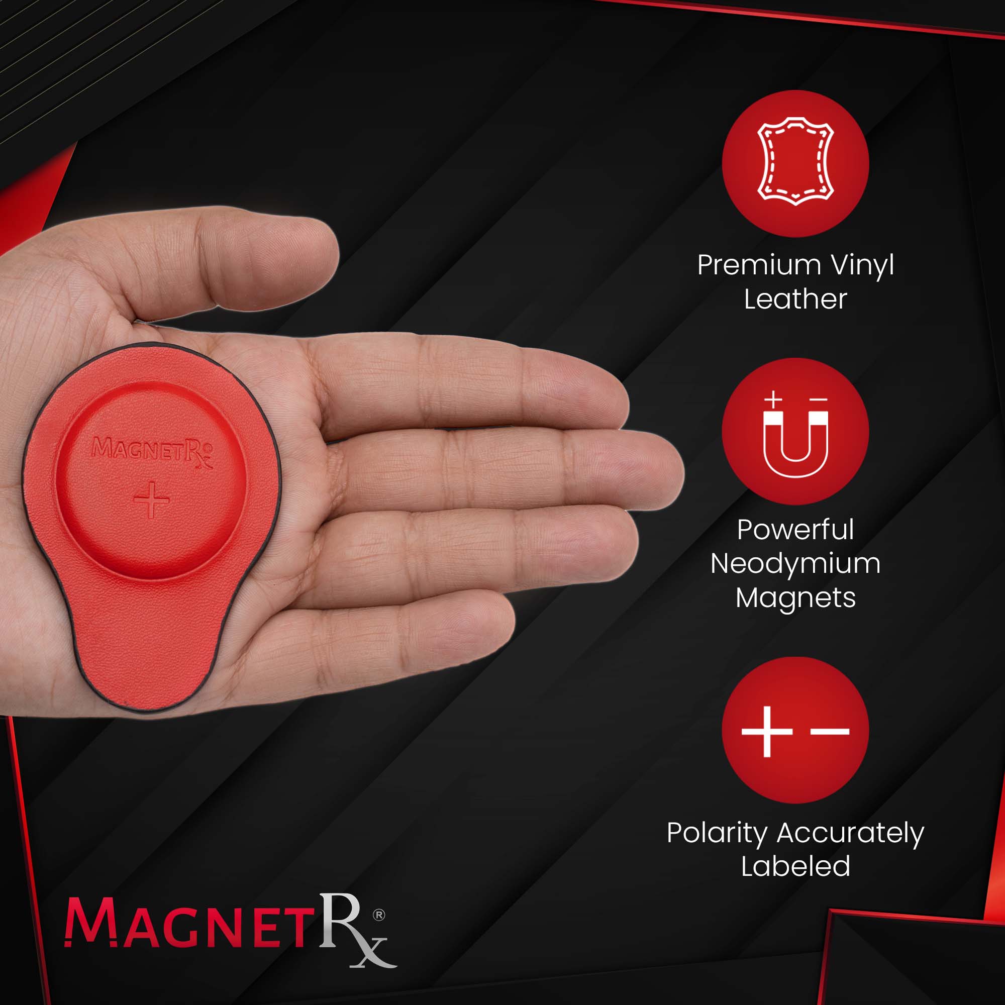Biomagnetic Therapy Magnet Set — Neodymium & Leather (2 Medium Magnets) - Image 4