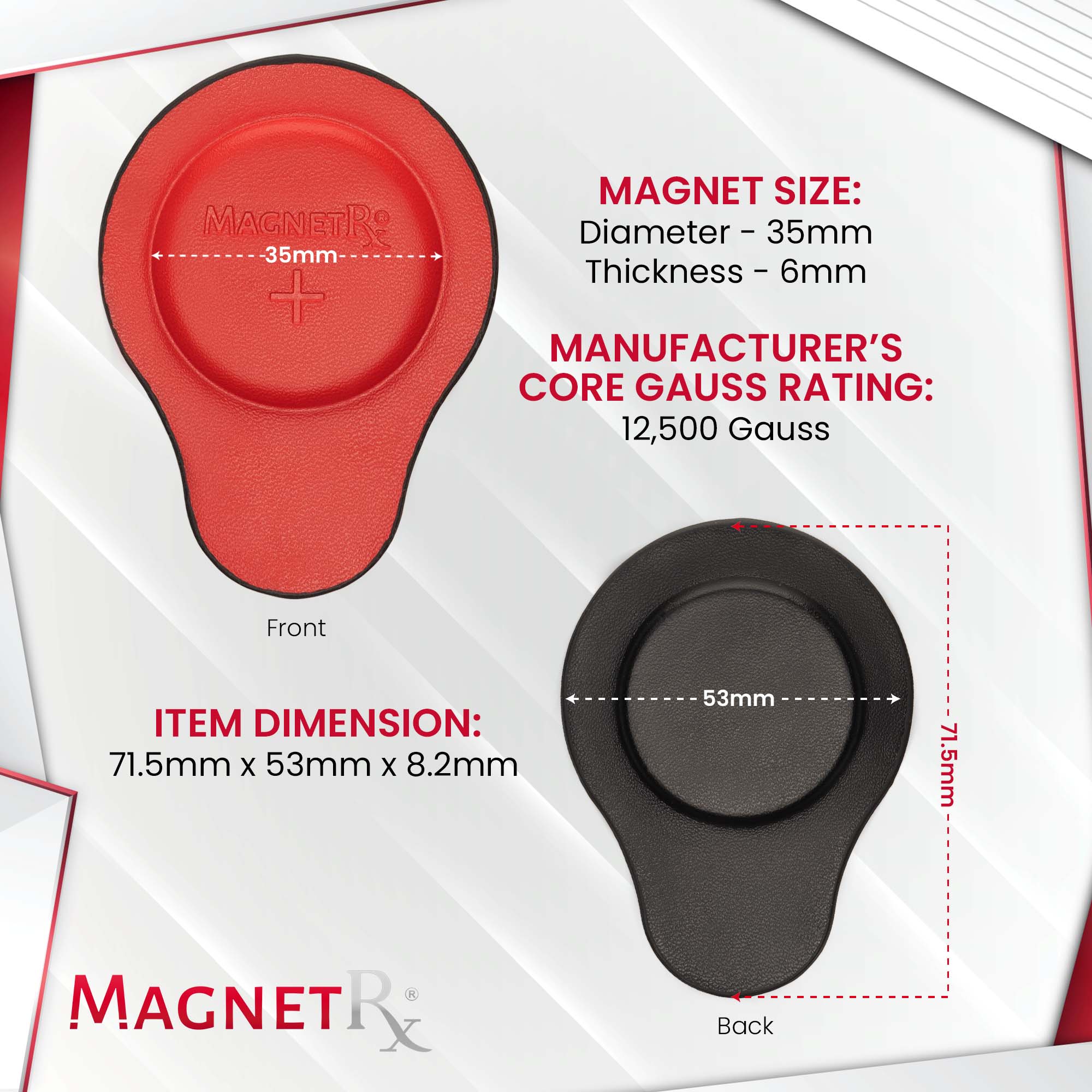 Biomagnetic Therapy Magnet Set — Neodymium & Leather (2 Medium Magnets) - Image 5