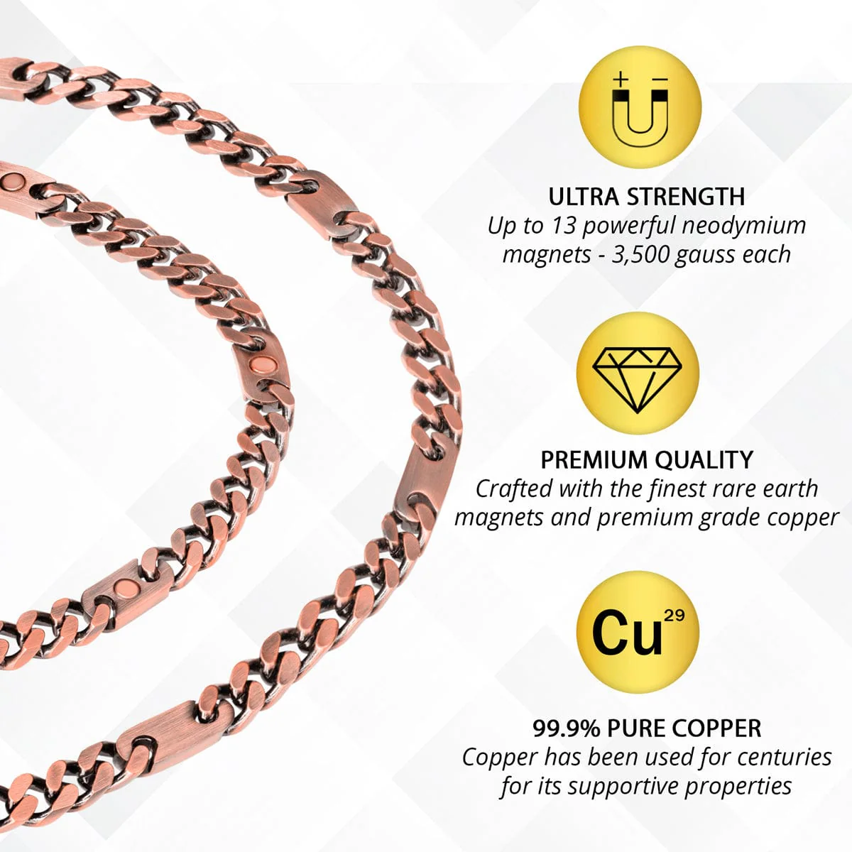 Copper Magnetic Therapy Necklace Curb Chain - Image 4