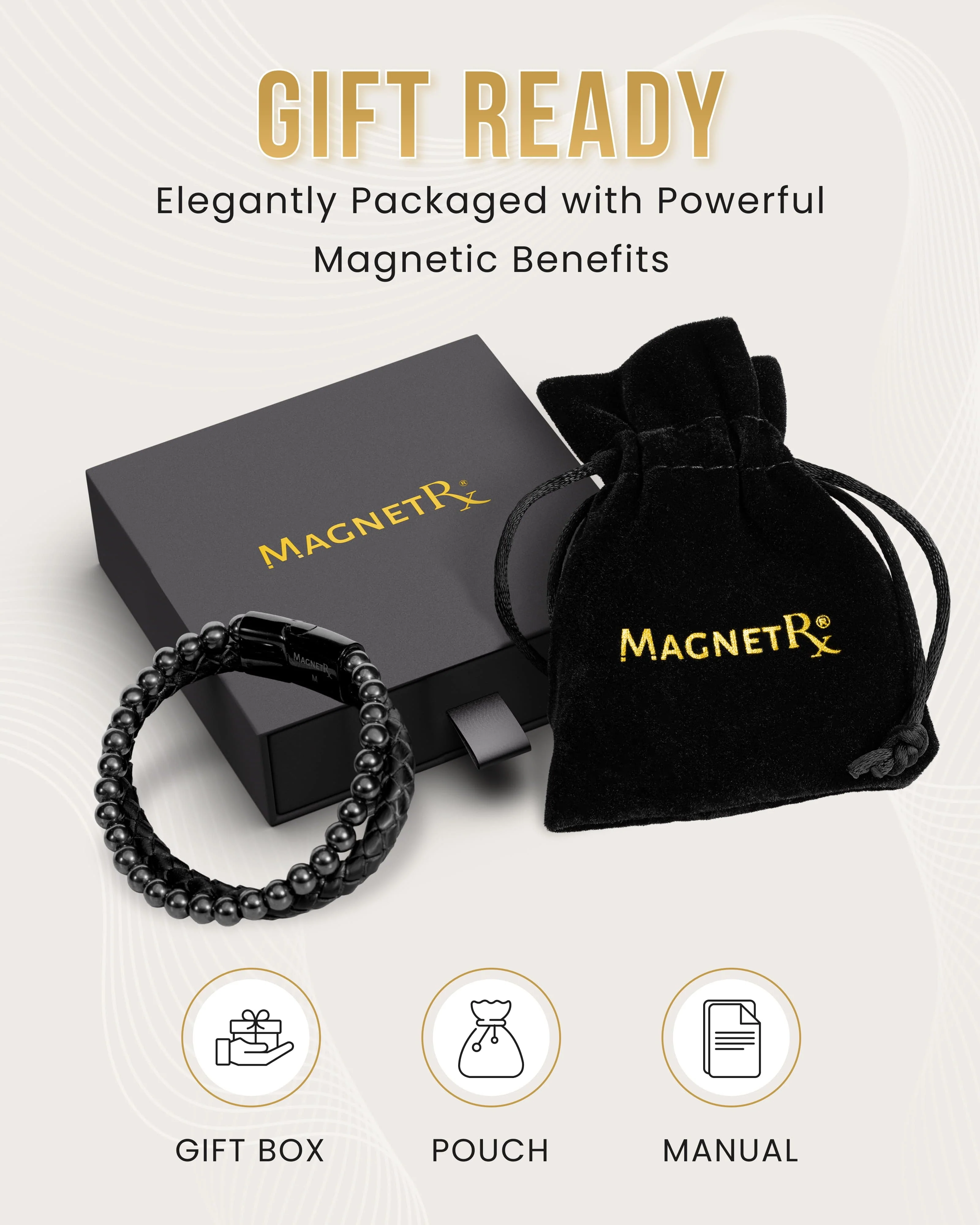 High Power Hematite Bead & Leather Magnetic Bracelet - Image 6