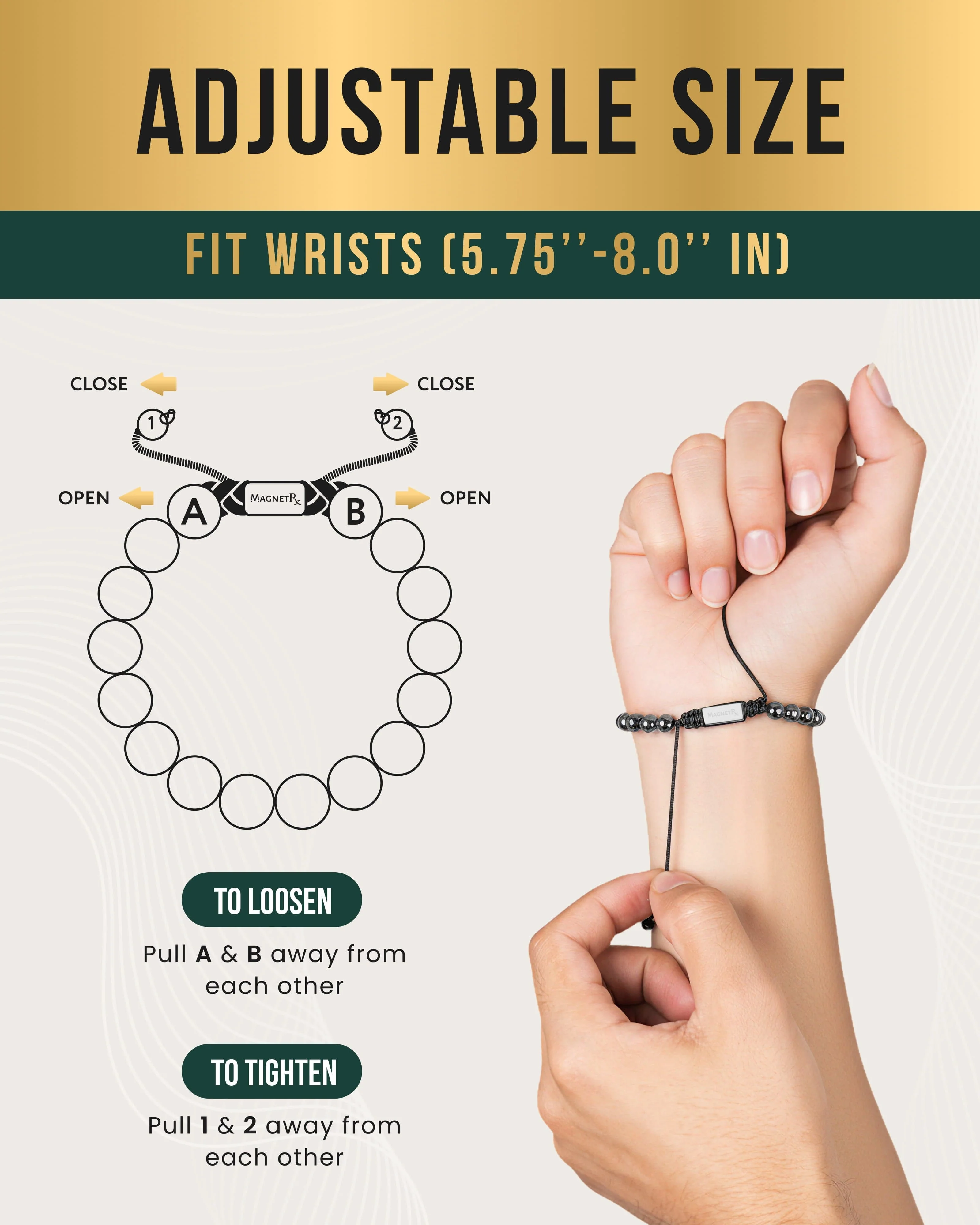 High Power Magnetic Hematite Bracelet Classic 8mm Bead - Image 5