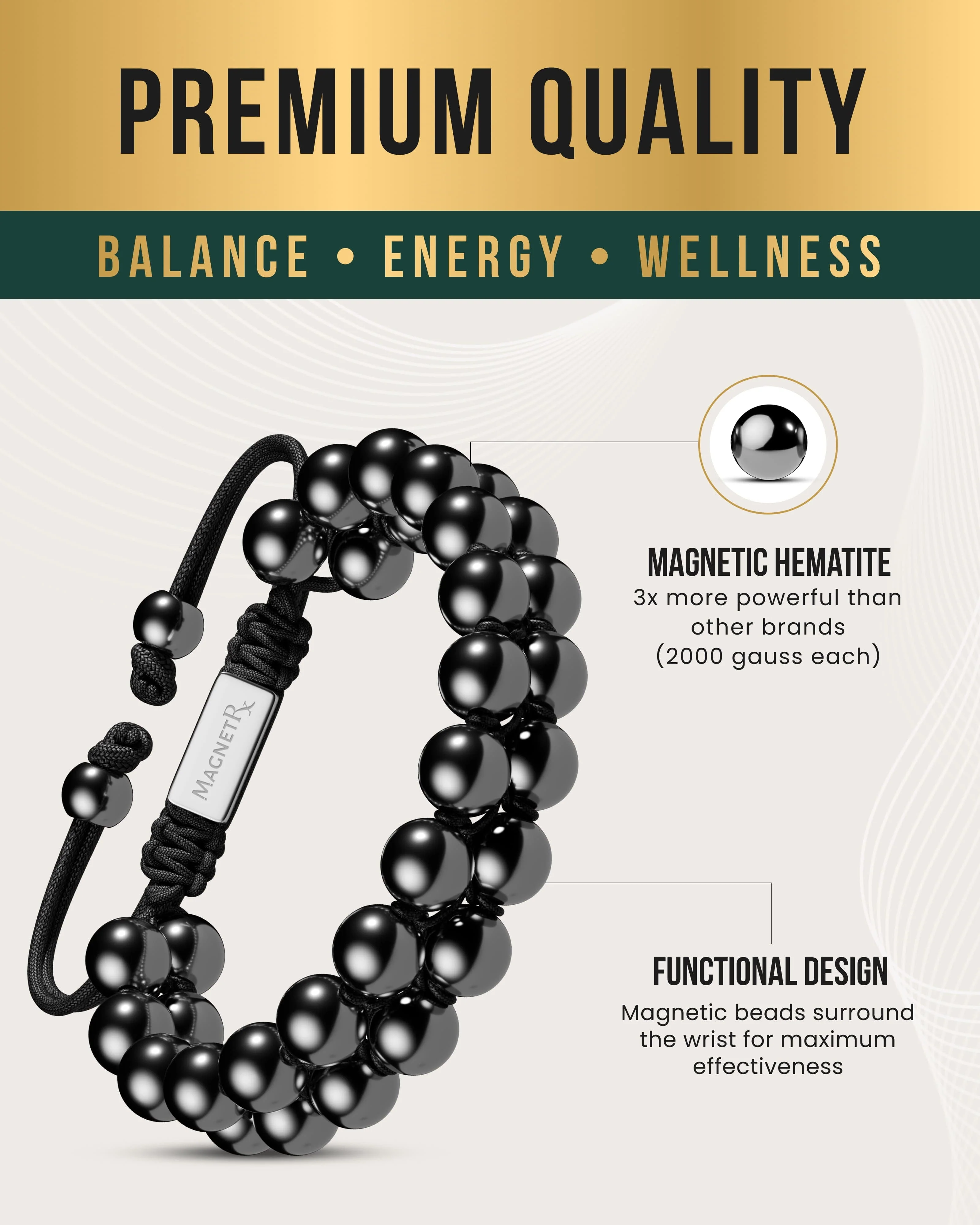 High Power Magnetic Hematite Bracelet Double Row - Image 4