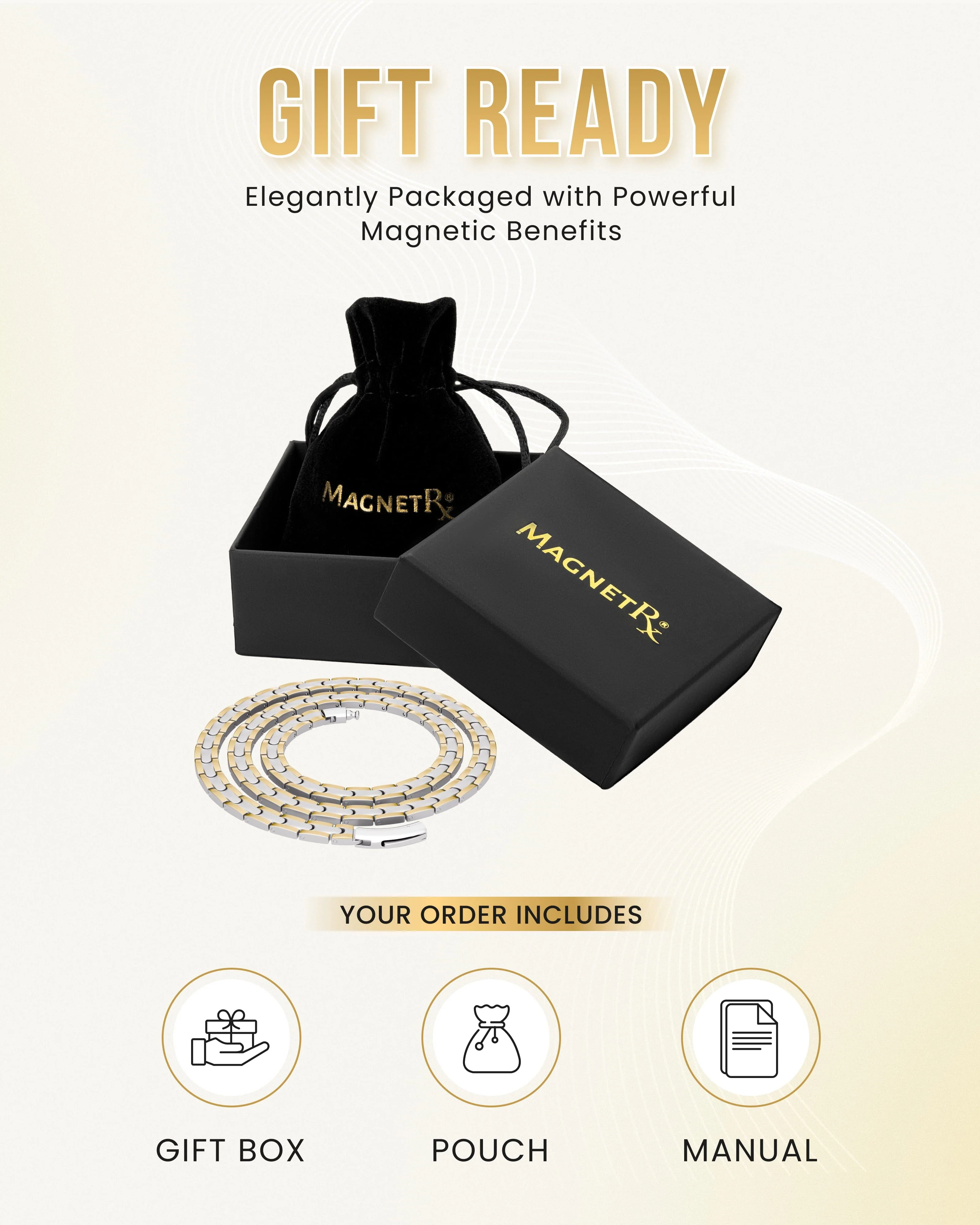 Powerful Silver & Gold Titanium Magnetic Therapy Necklace - Image 6